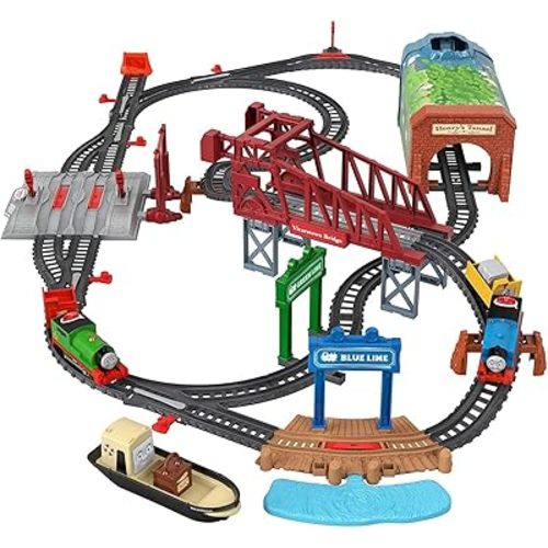Thomas & Friends Toy Train Set Talking Thomas & Percy Motorized Engines with Track, Sounds & Phrases for Preschool Pretend Play Kids Ages 3+ Years