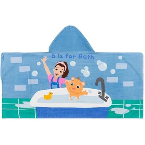 Ms. Rachel Kids Super Soft Bath/Pool/Beach Soft Cotton Terry Hooded Towel Wrap, 24 in x 50 in, (Officially Licensed Product) By Franco