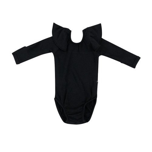 Kyte BABY Baby Bamboo Ribbed Long Sleeve Ruffle Bodysuit