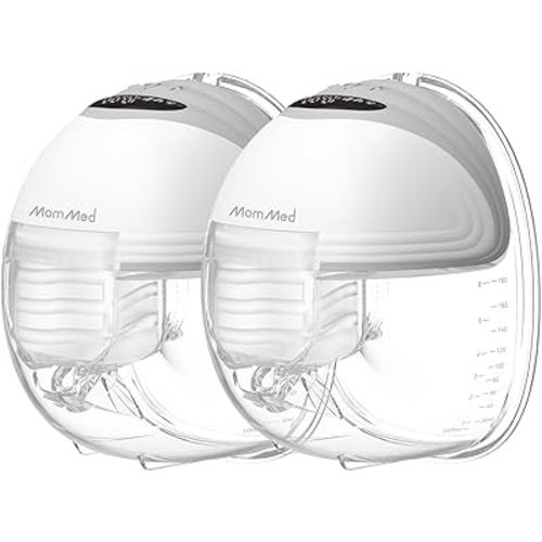 MomMed Wearable Breast Pump (Model S21) – Double Electric Hands-Free Breast Pump, Leak-Proof Design, 3 Modes (Stimulation, Expression, Auto) & 12 Vacuum Levels, Portable and Quiet, Gray, 2Pack