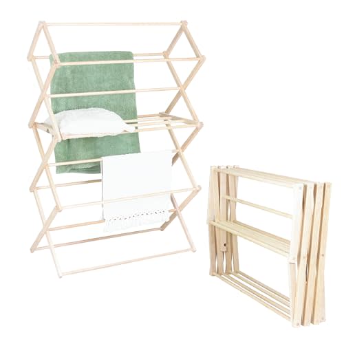 Pennsylvania Woodworks Clothes Drying Rack: Solid Maple Hardwood Laundry Rack for Bedding, Blankets, Towels & More, Heavy Duty, Folding Drying Rack Made in USA, No Assembly Needed, Extra Large