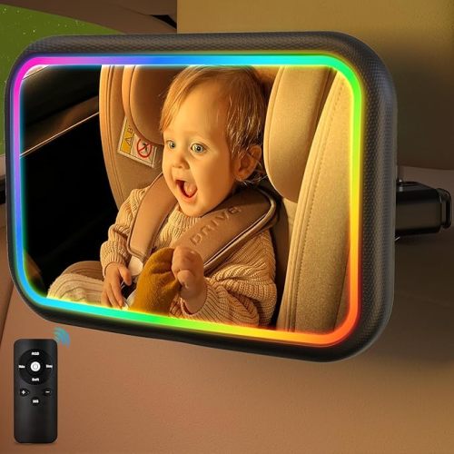 Baby Car Mirror with Light, Black