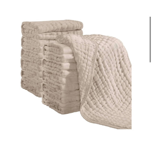 Looxii Muslin Burp Cloths 100% Cotton Muslin Cloths 12 Pack Large 20''x10'' Extra Soft and Absorbent Baby Burping Cloth for Boys and Girls (Apricot)