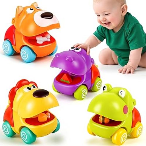 ALASOU Push and Go Animal Car Toys for 1 Year Old Boy Girl|Baby 1st Christmas Birthday Gift for 6 9 12 18 Months|1 2 Year Old Boy Gifts for Toddlers 1-3|Stocking Stuffers for Kids