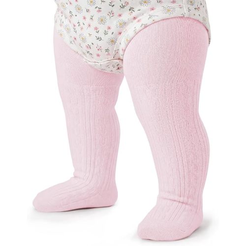 Zando Soft Cable Knit Baby Tights - Seamless Cotton Leggings for Newborn Baby Girls Stockings for Under Dresses
