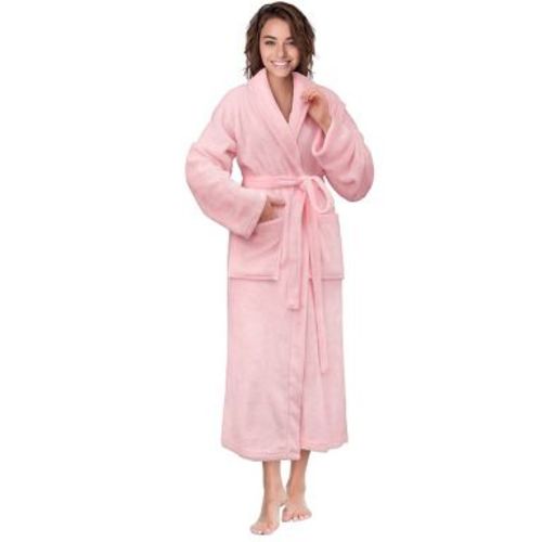 PAVILIA Womens Robe Fleece Plush Soft, Fluffy Fuzzy Cozy Warm Lightweight Bathrobe, Shower Spa House Long Robes for Women (Pink, Large-X-Large)