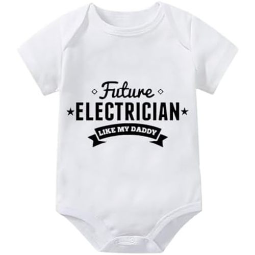 Future Electrician Like My Daddy Cotton Romper Short Sleeve Baby Body Suits White Baby Girl Outfits 0-3 Months