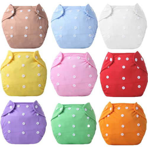 Triani 8 Pack Baby Cloth Diapers One Size Washable Reusable for Baby Girls and Boys (0-1 years)