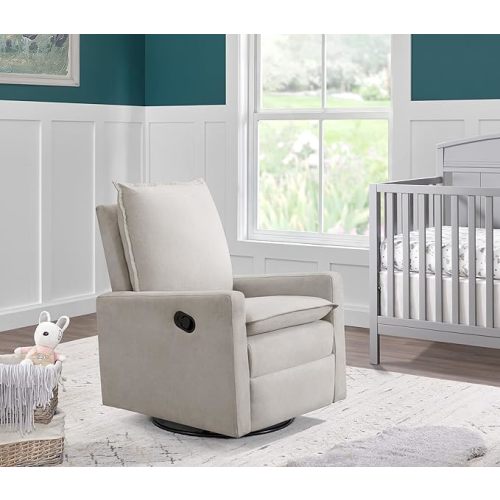 Oxford Baby Uptown Upholstered Swivel Glider & Recliner Nursery Chair, Sand