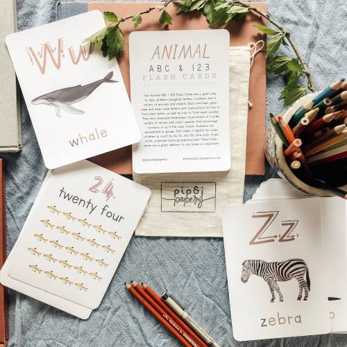 Animal ABC + 123 Flash Cards - Animal ABC Cards - Animal Alphabet Cards - Number Flash Cards - Animal ABC Flash Cards - Homeschool - PreK
