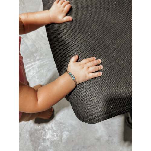 Three Stone Sterling Turquoise Baby Cuff Bracelet