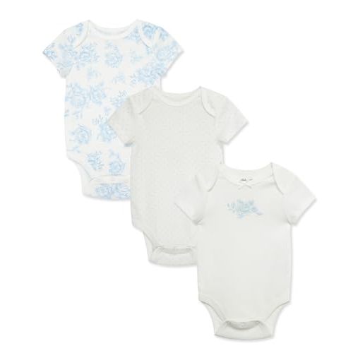 Little Me Clothes for Baby Girls’ 3-Pack 100% Cotton Bodysuits with Full Snap Closures, Baby Essentials, Newborn to 9 Months