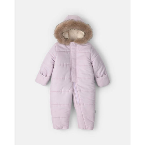 Baby Girl 1-Piece Hooded Pram Snowsuit - Purple - OshKosh B'gosh | Carter's