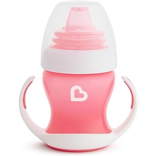 Munchkin Gentle Transition Sippy Cup with Trainer Handles, 4 Ounce, Pink