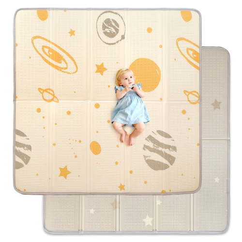JoyStone Baby Play Mat, 50" X 50" Extra Large Reversible Foam Play Mat, Non-Toxic Foldable Animal Print Waterproof Crawl Mat for Toddlers and Babies