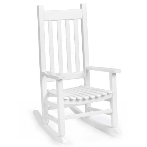 Ktaxon Wooden Child's Rocking Chair,Small Wooden Rocker with High Backrest for Kids Ages 3-6,for Patio Porch Outdoor & Indoor,Living Room,Bedroom,Balconies(White)