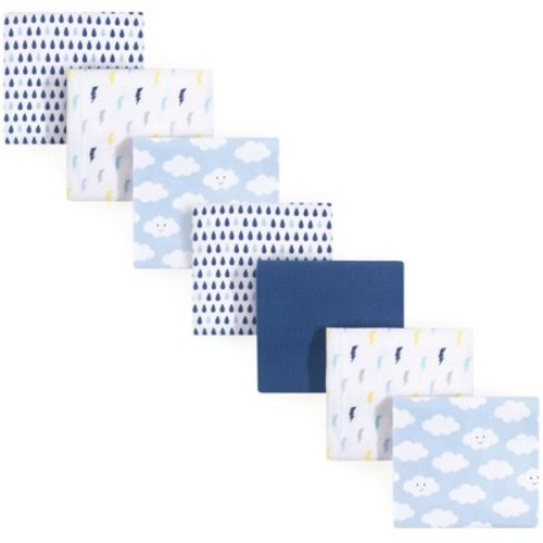 Luvable Friends Baby Boy Cotton Flannel Receiving Blankets, Blue Clouds, One Size