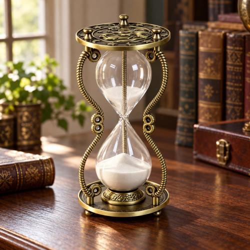 Celestial Hourglass Sand Timer, Moon and Stars Zinc Alloy Frame, Dark Academia Decor (30/60 Minute)