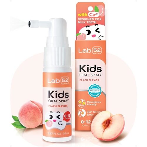 LAB52 Kids Oral Spray, Toothpaste Helper Fluoride Free, Xylitol Peach
