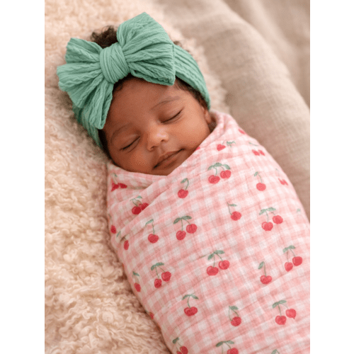 Gingham Cherries / Muslin Swaddle