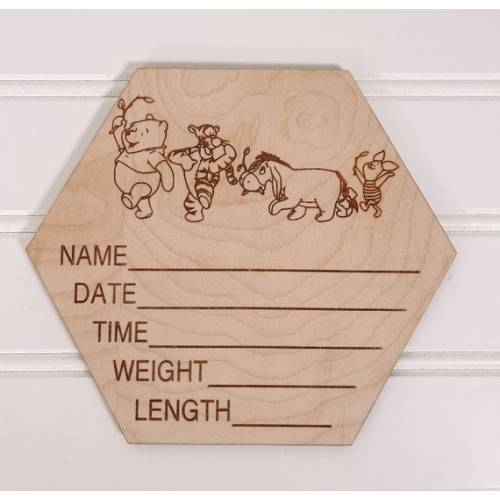 Wood Birth Stats Announcement Sign Winnie the Pooh Newborn - Etsy