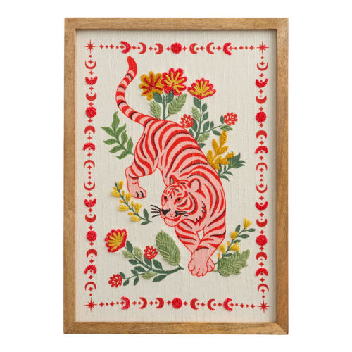 Red Tiger Lunar Florals Recycled Cotton Framed Wall Art