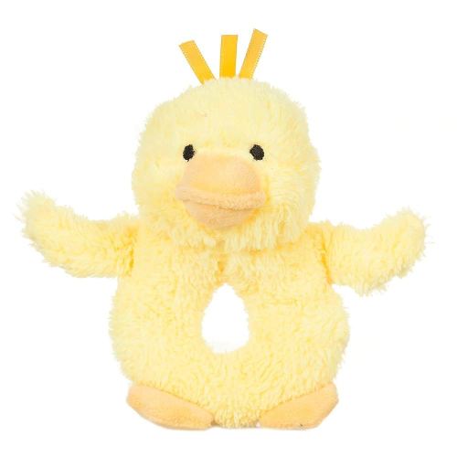 Apricot Lamb Baby Duck Soft Rattle Toy, Plush Stuffed Animal for Newborn Soft Over 0 Months (Duck, 6 Inches)