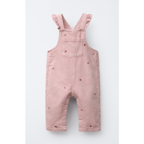 EMBROIDERED FLOWER TWILL OVERALLS - Pink | ZARA United States