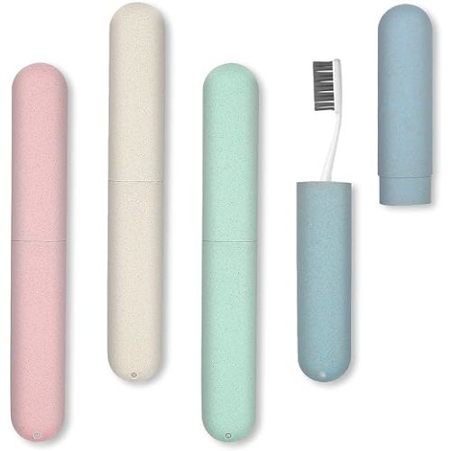4 Pack Travel Toothbrush Case, Portable Breathable Toothbrush Holder for Travel/Camping/School/Home