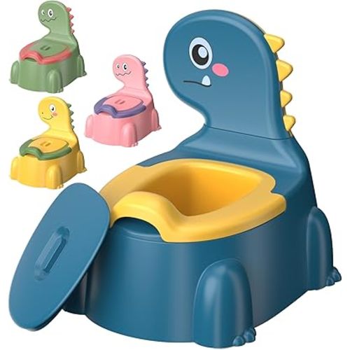Potty Training Toilet Toddler Potty Chair Kids Boys Girls Dinosaur Animal Comfortable Potties Training Seat for Childrens Ages 1-3 Portable Baby Toilets with Lid Back Easy to Clean Potty Trainer,Blue