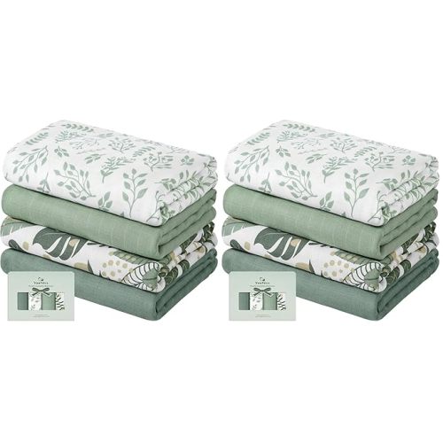Yoofoss Muslin Swaddle Blankets, Organic Baby Blankets, 47 x 47 Inches Receiving Blanket for Baby Boys and Girls, Baby Essentials for Newborns Soft Breathable