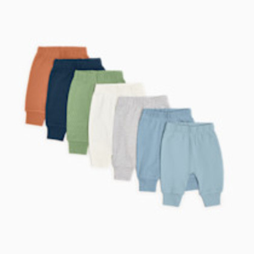 Small Story Organic Cotton Solid Everyday Pant (7 Pack) - Ocean Mix, 0-3 M