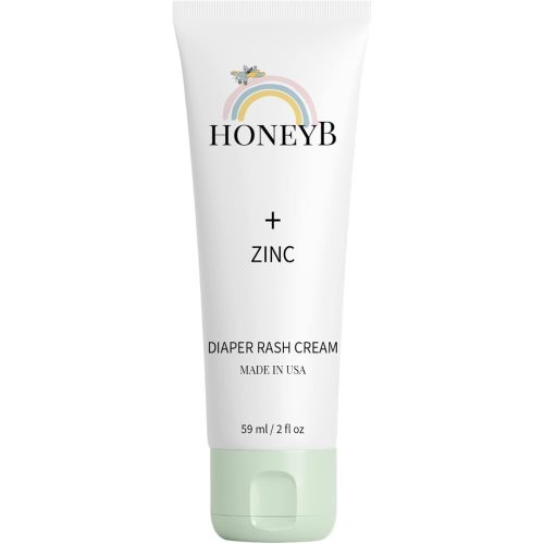 HONEYB Diaper Rash Cream with Zinc and a Powerful Blend of Natural Ingredients – Non-Toxic Formula, 2 fl oz