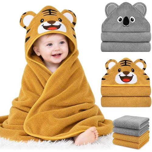 9 PCS Baby Bath Towels Set for Newborn Toddler Gifts (Yellow)