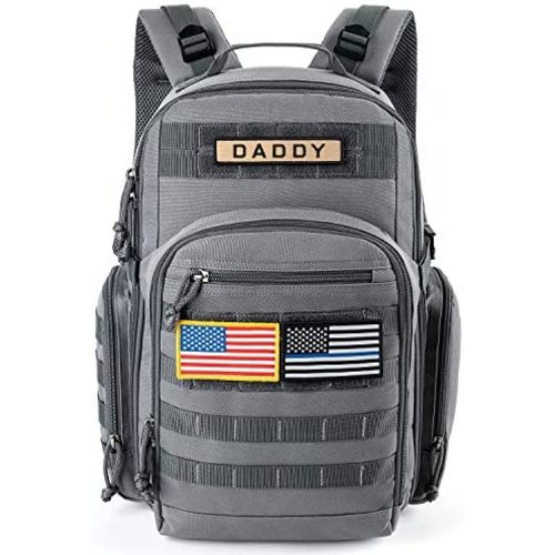 MIRACOL Diaper Bag for Dad, Military Baby Bag Backpack for Men Multifunction Travel Backpack, Insulated Bottle Pouch, Military Diaper Bag for Men and Woman Unisex Toddler Gear with Flag Patch