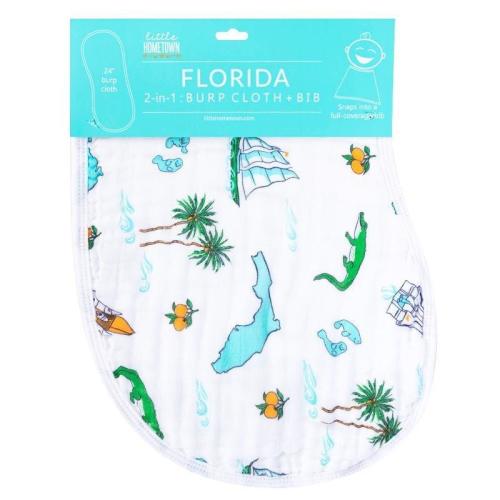 Florida Baby Burp Cloth and Bib 2 in 1  Soft Bamboo Organic Cotton Combo