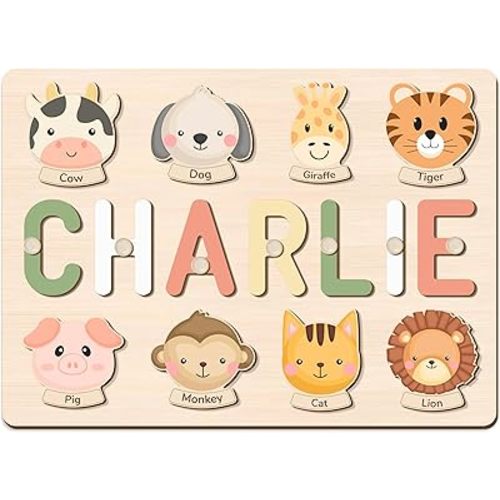 Name Puzzle for Kids Personalized, Custom First Birthday Girl Boy Gifts, Name Puzzles for Toddlers, Personalized Baby Wooden Montessori Toys