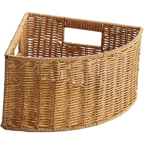 Corner Storage Basket Triangle Storage Box Lightweight with Handle Space Saving Accessory Organizer for Bathroom Magazines , S