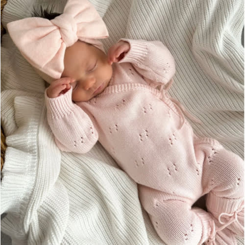 Pointelle Romper Baby Pink + Bow Gift Set – The Honey and Bro Co.
