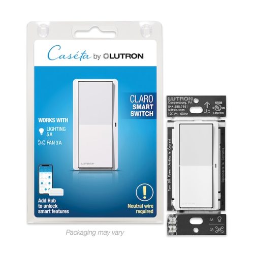 Lutron Caseta Smart Lighting Claro Smart 5-amp Single-pole/3-way Locator Light Rocker Master Smart Light Switch, White DVRF-5NS-WH-R at Lowes.com