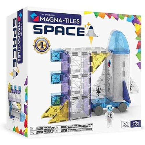 MAGNA-TILES Space 32-Piece Magnetic Construction Set, The Original Magnetic Building Brand