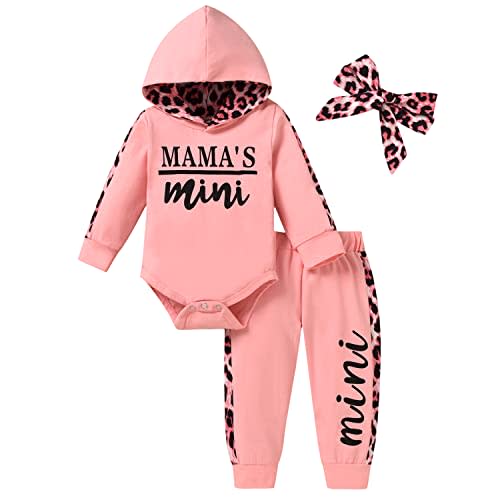 MINIFEIKO Baby Girl Long Sleeve Infant Hoodie Romper Pants Outfit