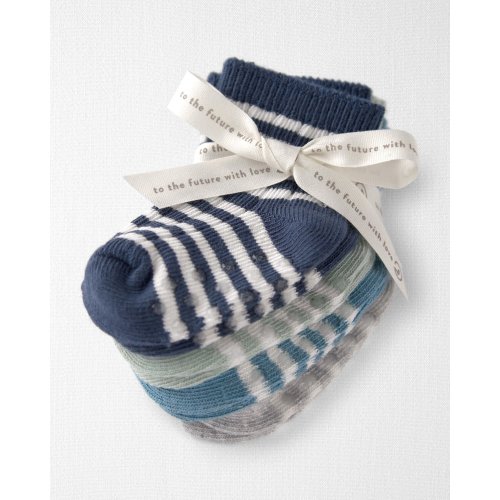 Baby 4-Pack Slip Resistant Socks Made with Organic Cotton in Stripes - Little Planet | Carter's