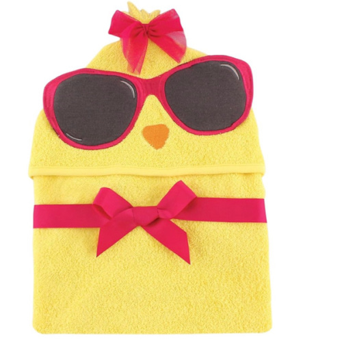 Hudson Baby Unisex Baby Cotton Animal Face Hooded Towel, Cool Chick, One Size