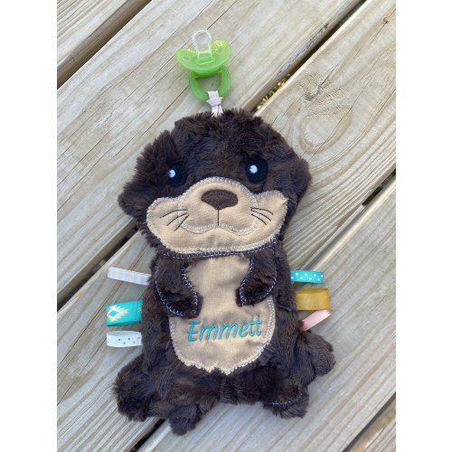 Fuzzy Otter Pacifier Holder: Personalized Baby Lovey