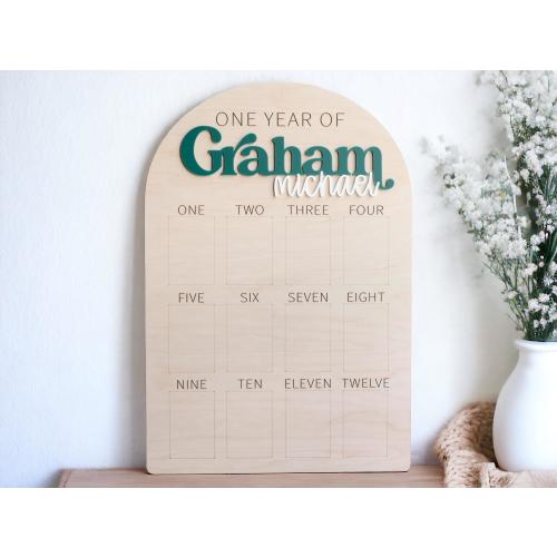 Personalized One Year Photo Board | Baby's First Year Milestones | First Birthday Decor | Personalized Photo Display | Nursery Decor