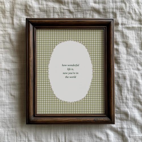 How Wonderful Life Is Now You're In The World Nursery Wall Art | Gingham Girl's Boys Room Decor | Cottagecore Song Lyric Quote Kids Room