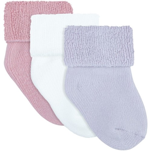 Underworks Baby Terry Turn Over Sock - White & Pink