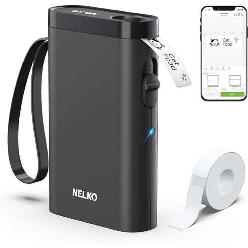 Nelko Label Maker Machine with Tape, P21 Bluetooth Label Printer, Wireless Mini Label Makers with Multiple Templates for School Office Home, Black