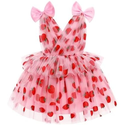 IMEKIS Toddler Girls Butterfly Birthday Dress Rainbow Tulle Formal Wedding Party Ruffle Tutu Dresses Photo Shoot